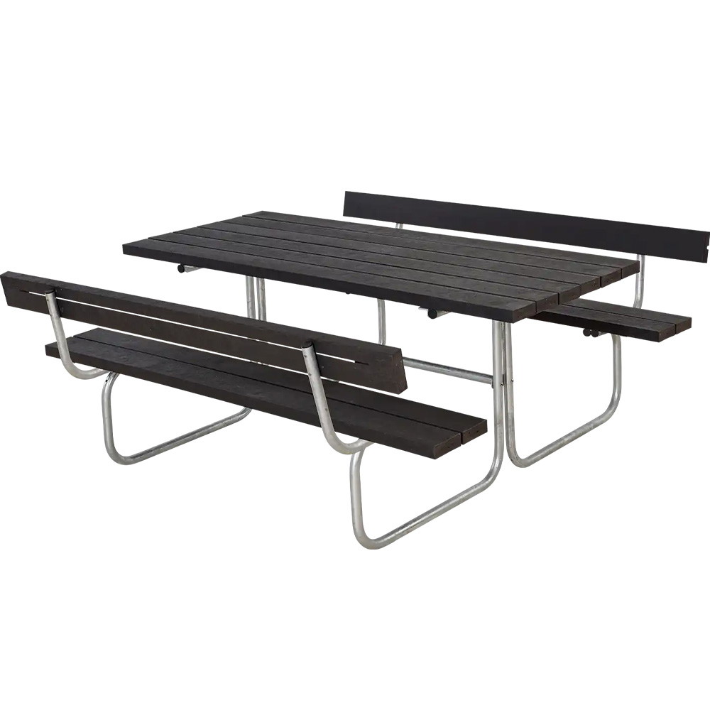 PLUS Classic RePlast bordbænkesæt med 2 ryglæn 177x177x75/44cm sort