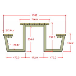 PLUS Wega bordbænkesæt 177x161x73/45 gyldenbrun