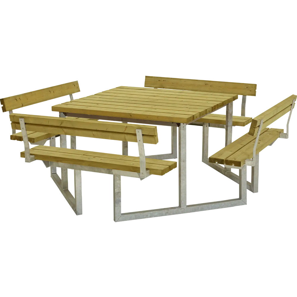 PLUS Twist bord/bænkesæt med 4 ryglæn 227x227x76/45cm træ