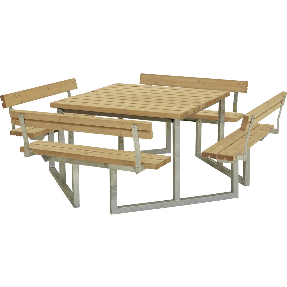 PLUS Twist bord/bænkesæt med 4 ryglæn 227x227x76/45cm gyldenbrun
