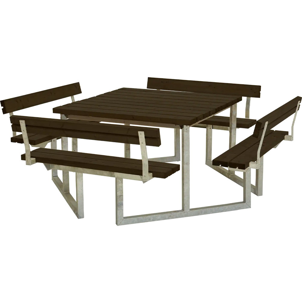 PLUS Twist bord/bænkesæt med 4 ryglæn 227x227x76/45cm sort