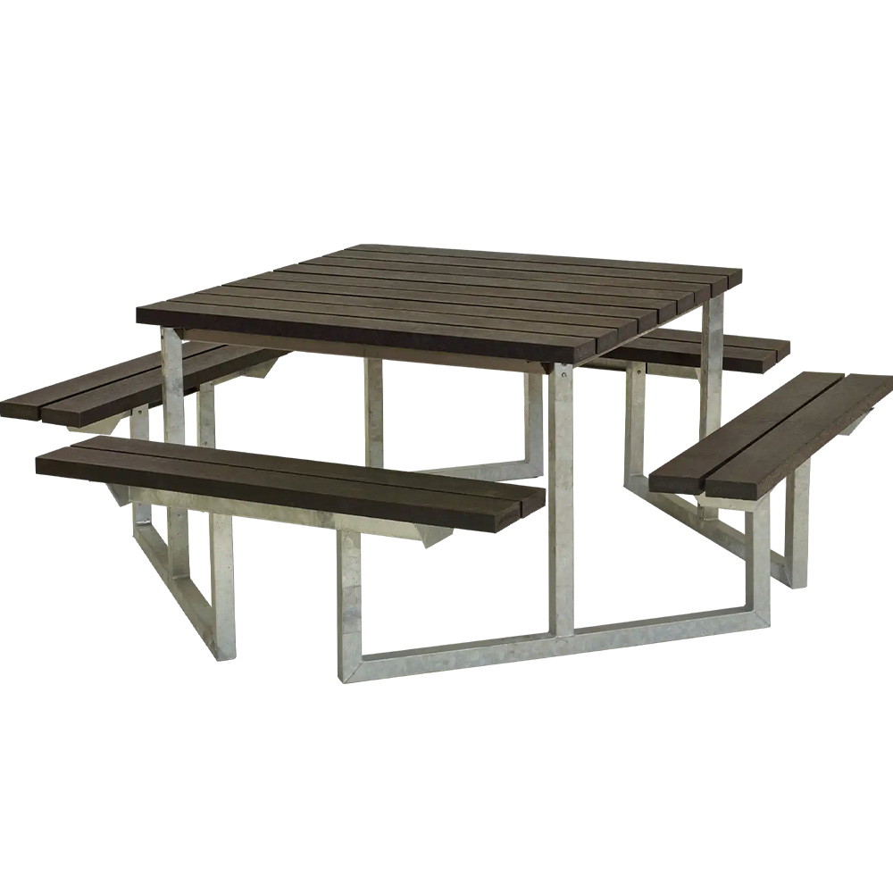 PLUS Twist RePlast bord/bænkesæt 204x204x73/45cm sort