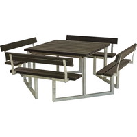 PLUS Twist RePlast bordbænkesæt med 4 ryglæn 227x227x76/45cm sort
