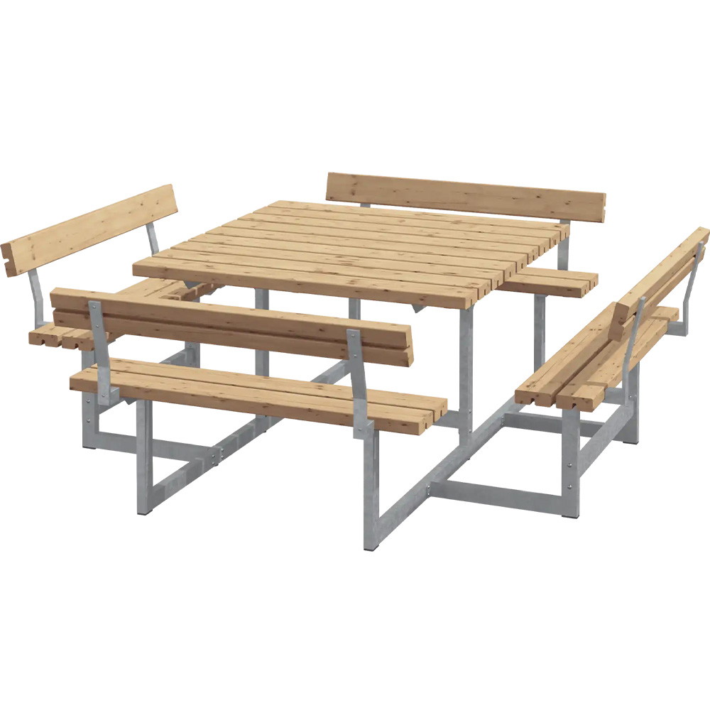 PLUS Picnic bordbænkesæt med 4 ryglæn 224x224x76/45 gyldenbrun