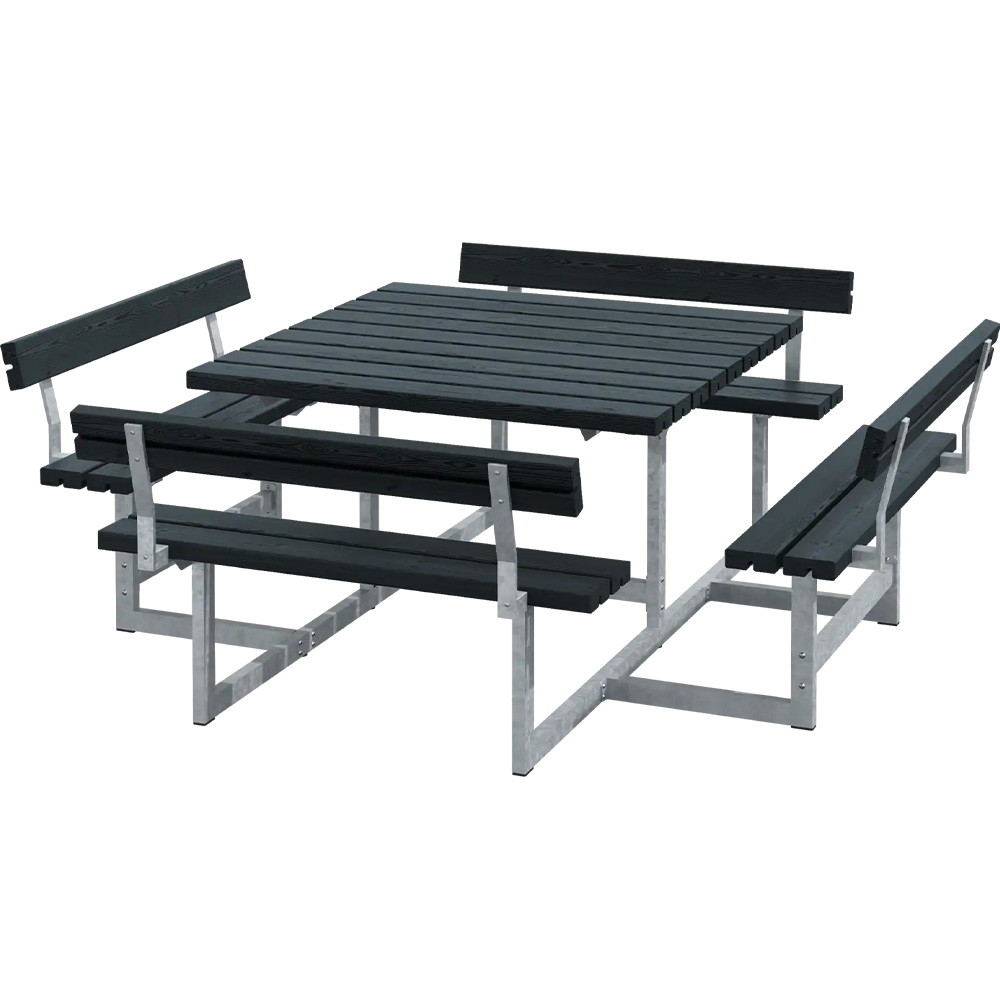 PLUS Picnic bordbænkesæt med 4 ryglæn 224x224x76/45 sort