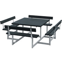 PLUS Picnic bordbænkesæt med 4 ryglæn 224x224x76/45 sort