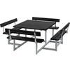 PLUS Picnic RePlast bordbænkesæt med 4 ryglæn 224x224x76/45 sort