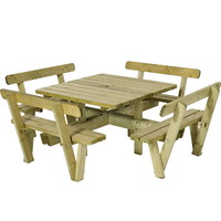 PLUS Bordbænkesæt med ryglæn 237x237x72/84cm 4-kantet træ