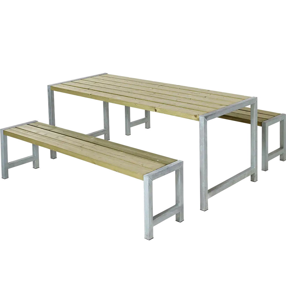 PLUS Plankesæt med bord 2 bænke 186x185x73/45cm træ
