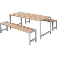 PLUS Plankesæt med bord & 2 bænke 186x185x73/45cm gyldenbrun