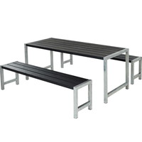 PLUS Plankesæt med bord & 2 bænke 186x185x73/45cm sort