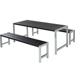 PLUS Plankesæt med bord & 2 bænke 186x185x73/45cm sort