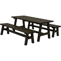 PLUS Country plankesæt med bord & 2 bænke 177x181x76/45cm sort