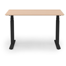 Hævesænkebord sortgrå stel 120x80cm birk laminat m. lige kant