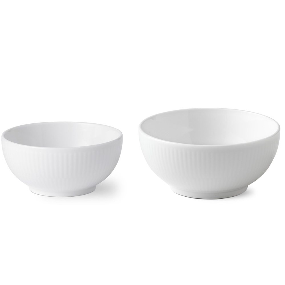 Royal Copenhagen Hvid Riflet skålesæt Ø11+13cm