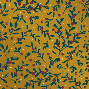 Julegavepapir Mistelten guld/grøn 160mx57cm