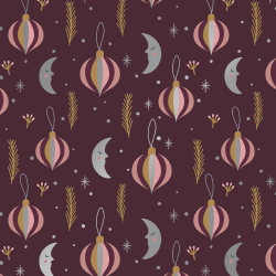 Julegavepapir julemåne metallic bordeaux 100mx57cm