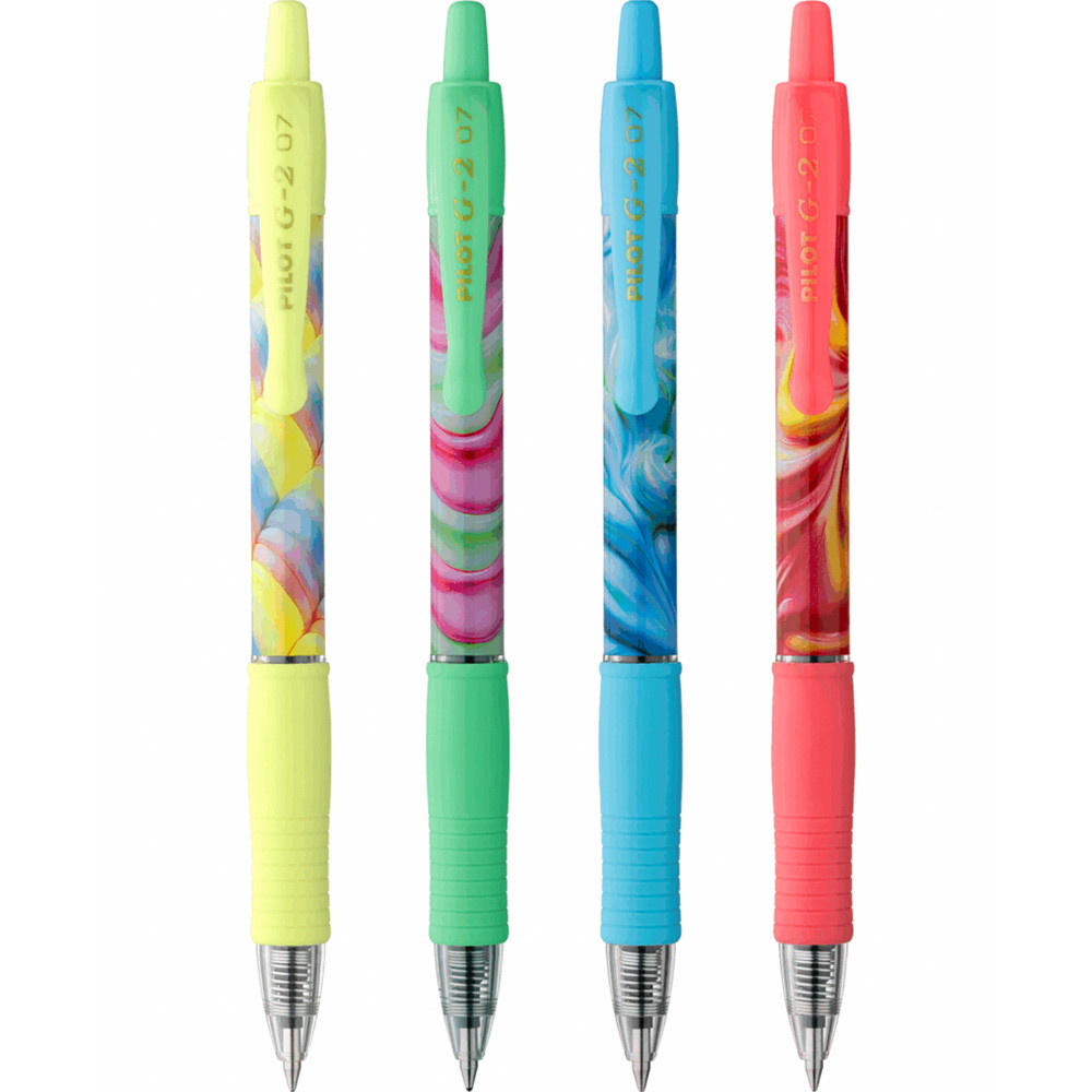 Pilot G-2 Flow gelpen 0,32mm sort/blå pk. m/4stk
