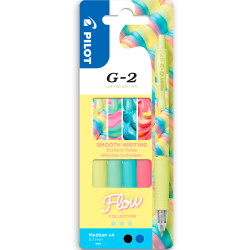 Pilot G-2 Flow gelpen 0,32mm sort/blå pk. m/4stk