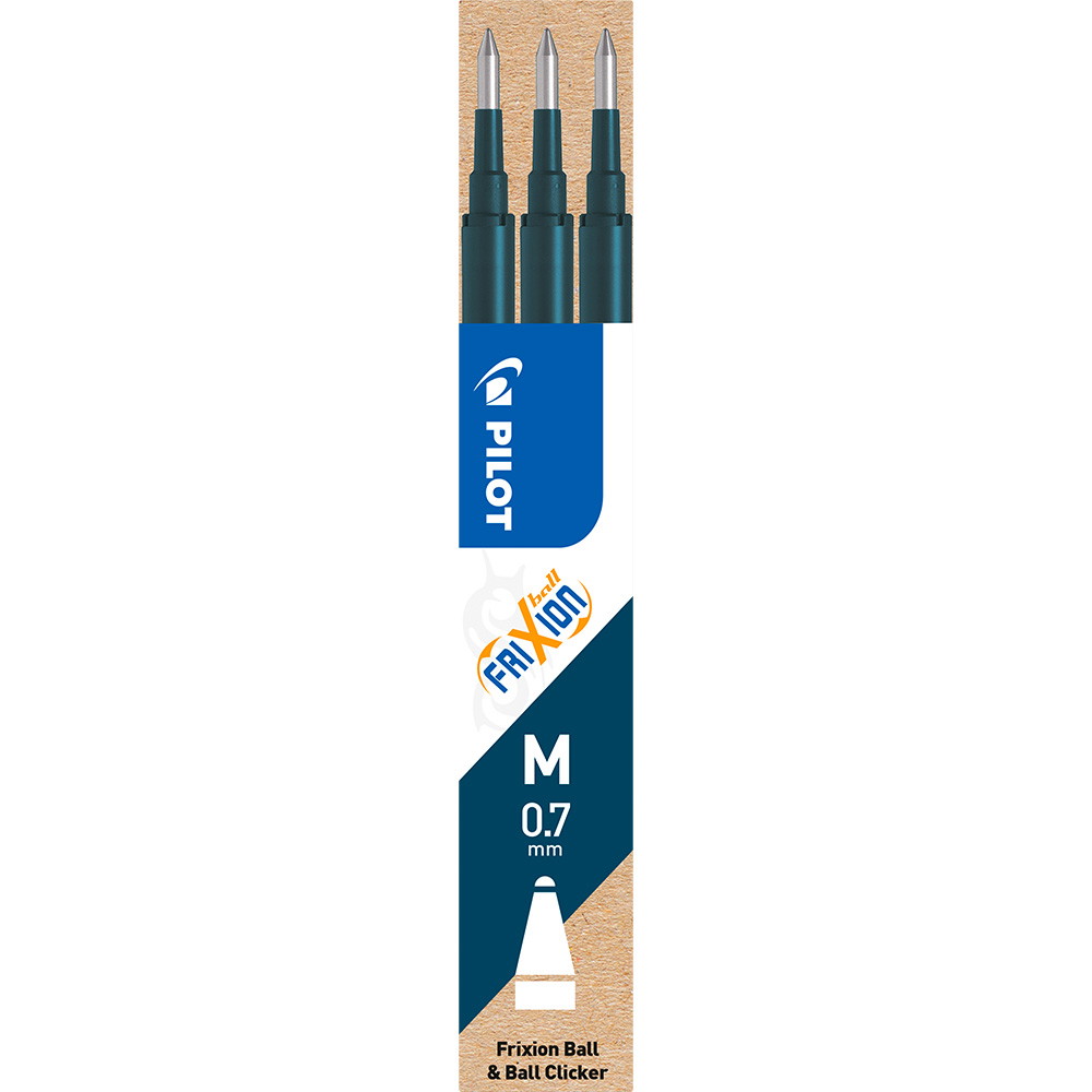 Pilot FriXion Ball/Ball Clicker refills 0,7mm blåsort pk. m/3 stk