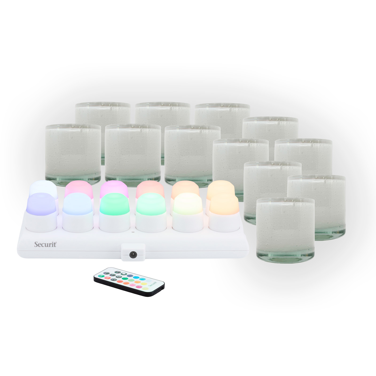 Securit MANI glasstager hvid inkl. LED lys 12stk