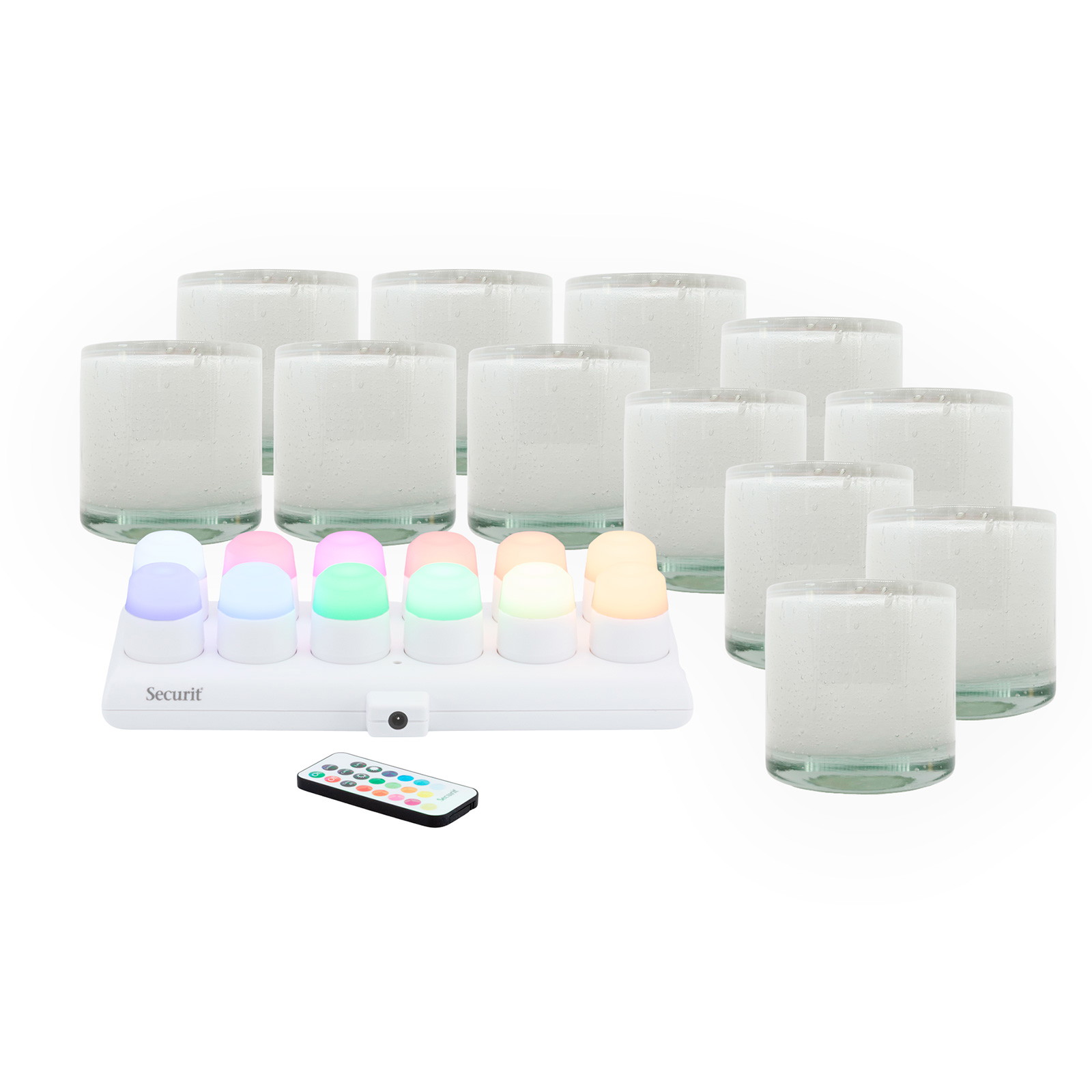 Securit AYLA glasstager hvid inkl. LED lys 12stk