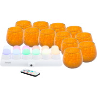 Securit LUNA glasstager orange inkl. LED lys 12stk