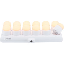 Securit LUNA glasstager hvid inkl. LED lys 12stk