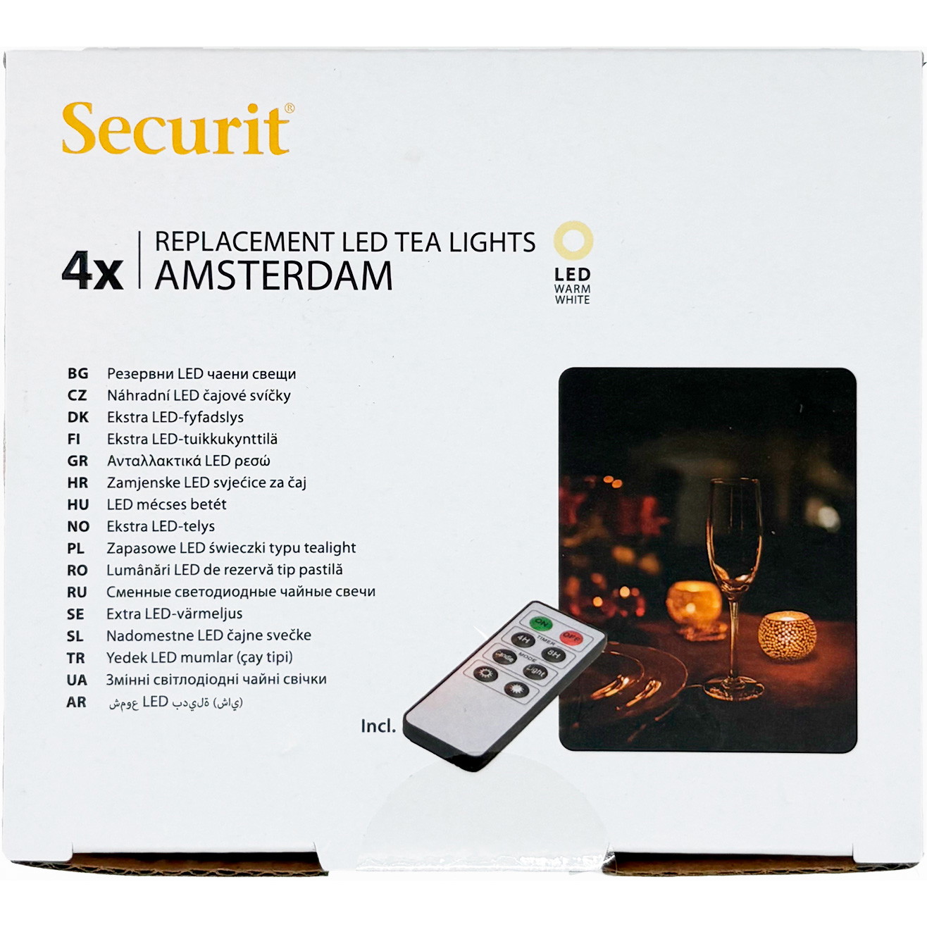 Securit AMSTERDAM fyrfadslys LED hvid 4stk