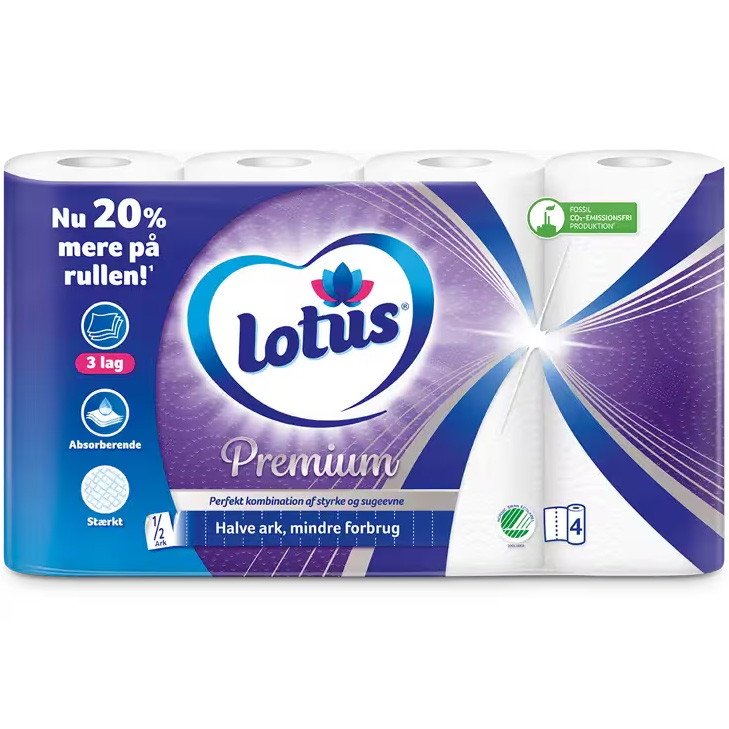 Lotus Premium køkkenrulle 3-lags hvid 32rl