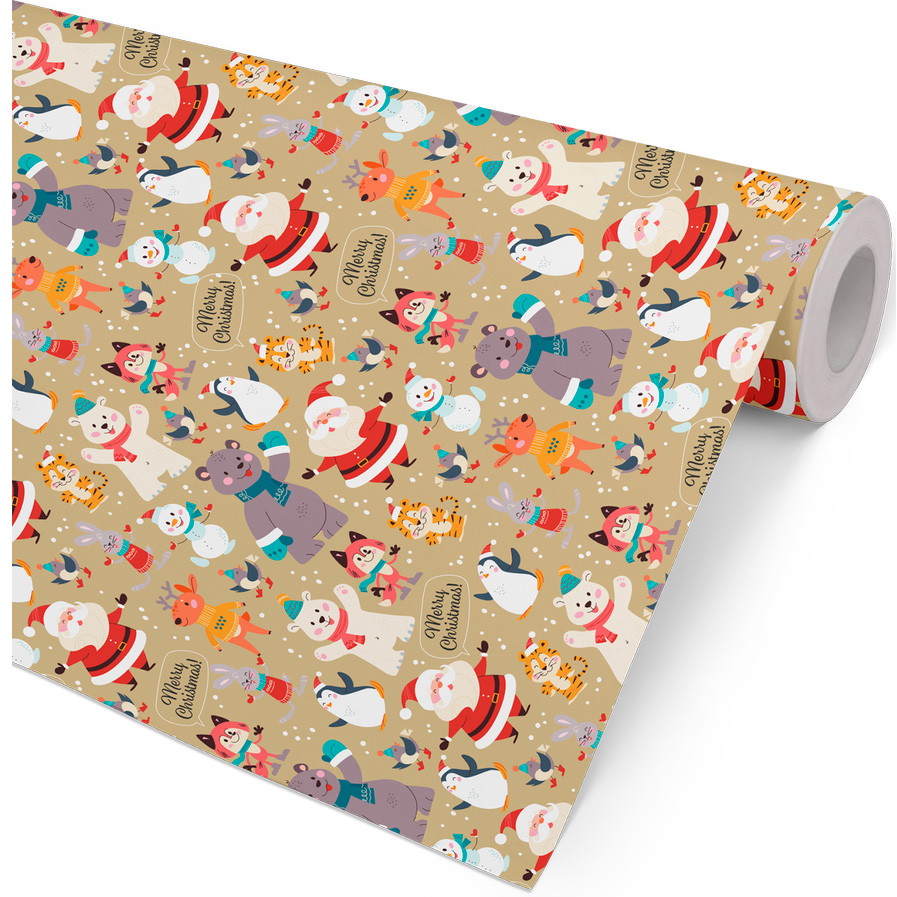 Julegavepapir hyggelig jul 154mx57cm guld
