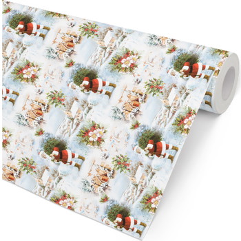 Julegavepapir julemand 100mx100cm hvid