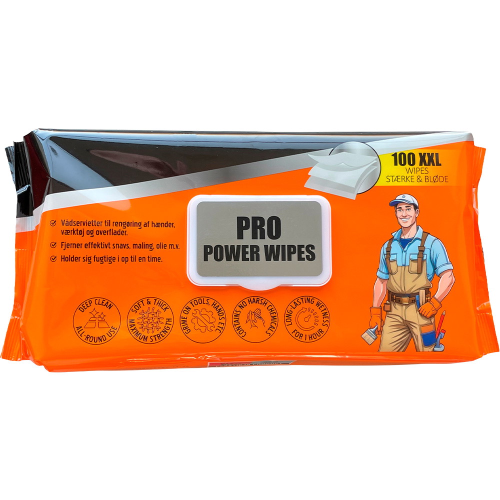 Pro Power rengøringswipes 30x33cm pk/100stk parfumefri