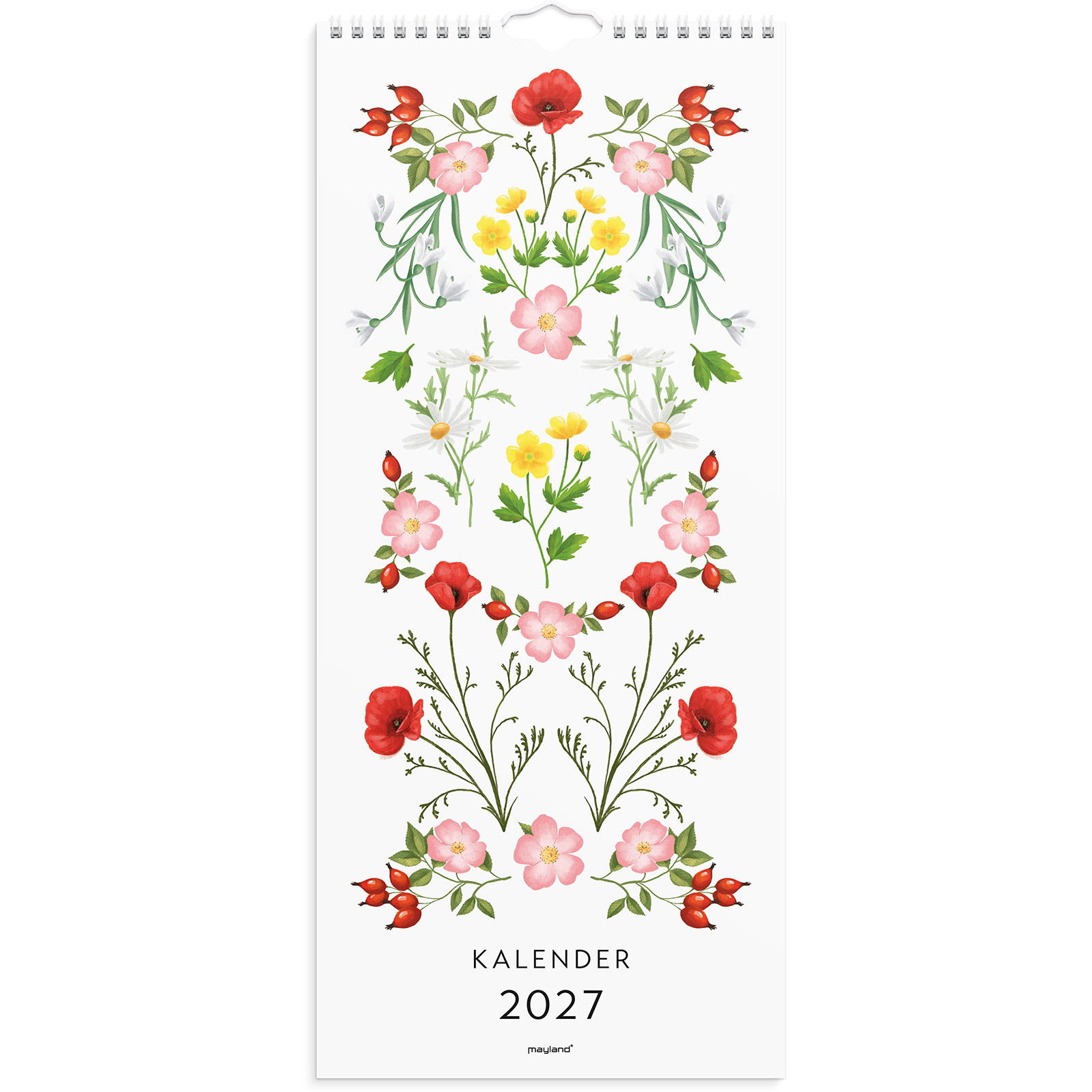 Mayland 27066110 blomster vægkalender 19x43cm