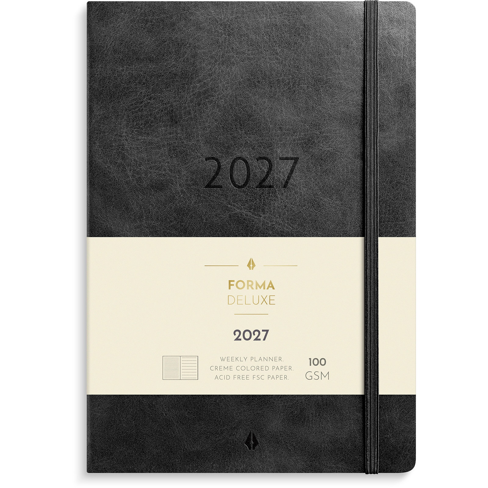 Burde 27200620 Forma Deluxe ugekalender A5 sort tværformat