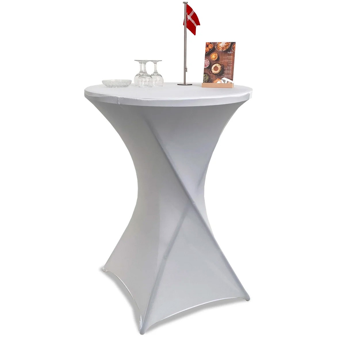 Elastisk borddug Ø80cm hvid