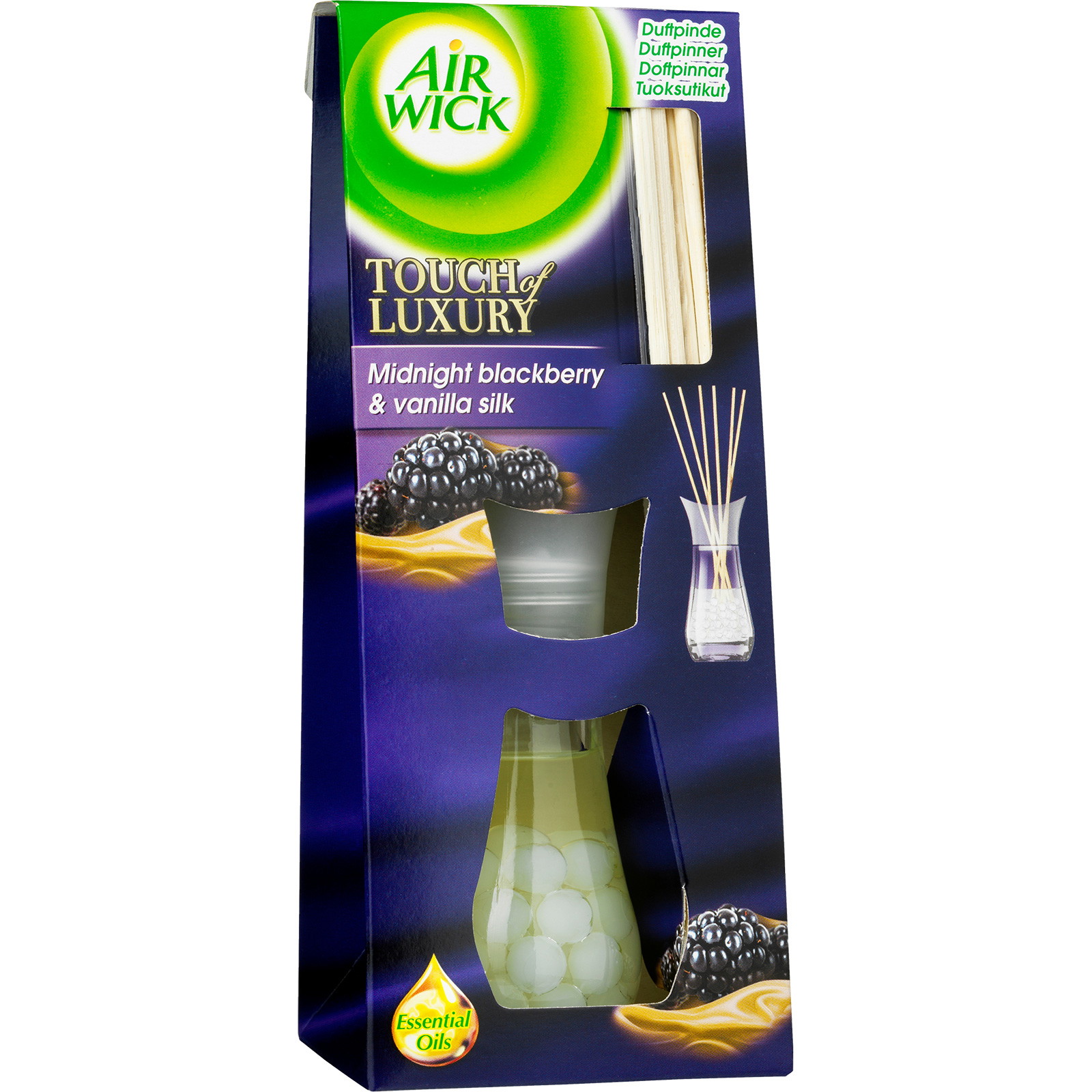 5 x Air Wick Midnight Blackberry & Vanilla Silk duftpinde 25ml