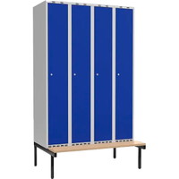 Garderobeskab m/bænk og cylinderlås 4x300mm
