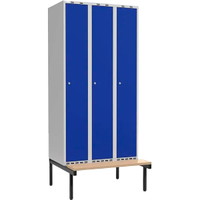 Garderobeskab m/bænk og cylinderlås 3x300mm