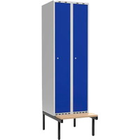 Garderobeskab m/bænk og cylinderlås 2x300mm