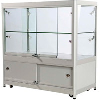 Vitrine Showcase Counter Duo m/LED, lås og underskab Sølv