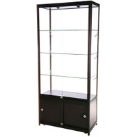 Vitrine Showcase Tower Duo Sort m/LED, lås & underskab