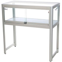 Vitrine Showcase Desk Duo Sølv m/LED & lås