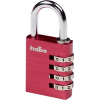 Habo 203-40 hængelås 4-cifret 38mm Rød