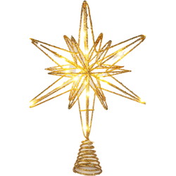 Juletræsstjerne LED Ø33cm Champagneguld